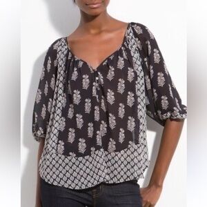 Joie “Corbelle” Black Silk Floral Blouse – Size S
